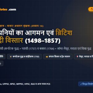 यूरोपीय कंपनियों का आगमन, पुर्तगाली, डच, अंग्रेज, फ्रांसीसी कर्नाटक युद्ध, प्लासी, बक्सर, आंग्ल-मैसूर व सिख युद्ध