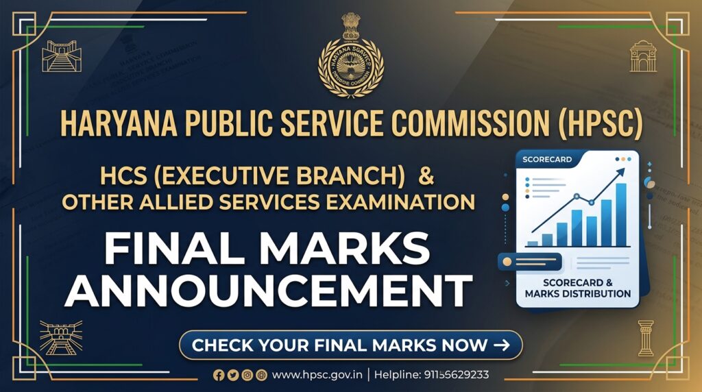 HPSC HCS Exam 2026 Final Marks Released, Scorecard Download, Merit List, Haryana Civil Services Results