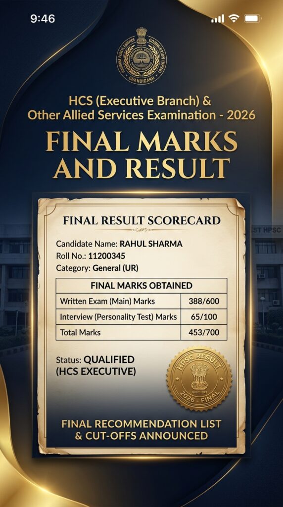 HPSC HCS 2026 Final Marks and Result Scorecard Web Story