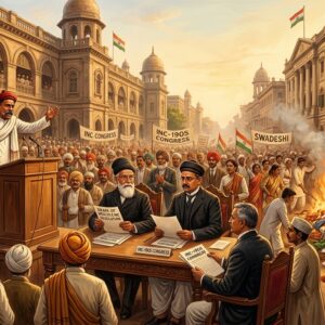 भारतीय राष्ट्रीय कांग्रेस की स्थापना, उदारवादी और उग्रवादी युग, बाल गंगाधर तिलक, दादाभाई नौरोजी, गोपाल कृष्ण गोखले व स्वदेशी आंदोलन