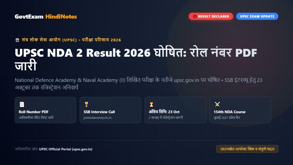 UPSC NDA 2 Result 2026 घोषित लिखित परीक्षा परिणाम upsc.gov.in
